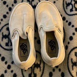 Vans kiddos slide on white used shoe,size 11